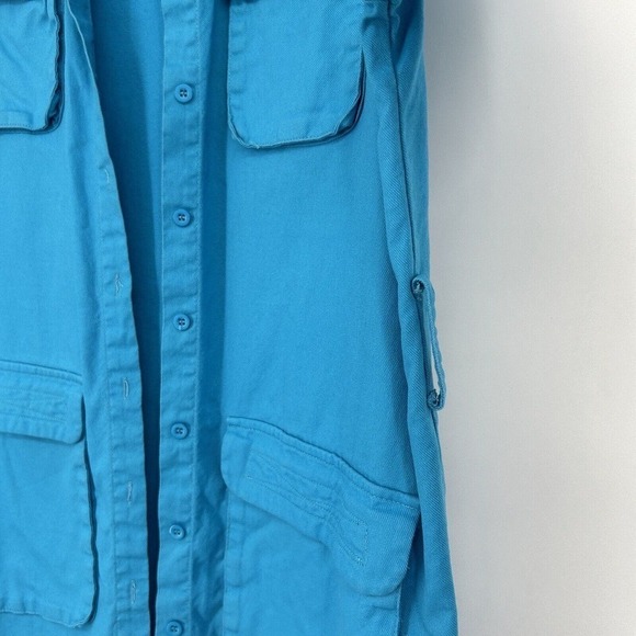 PLT Pretty Little Thing Blue Shacket Button Front Pockets Lightweight Size 8 - Picture 4 of 11